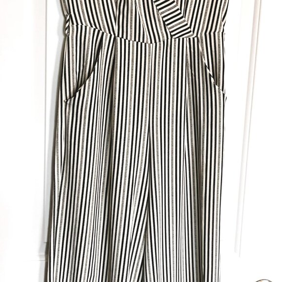 Monteau Los Angeles Striped Jumpsuit Dress – Size XL – Black & White – Polyester - Picture 2 of 7